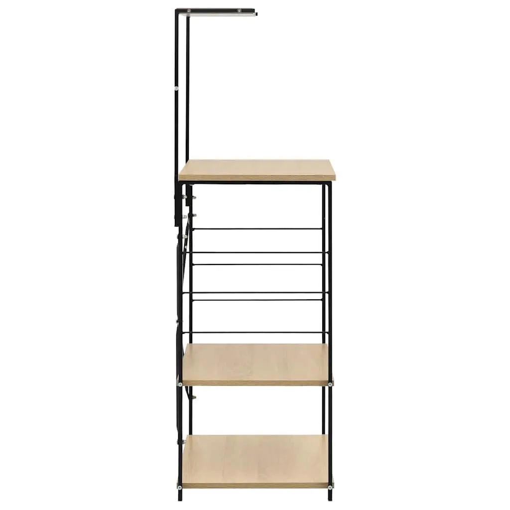 Microwave Cabinet 4-Tier Kitchen Shelf Storage Organiser Black Oak 60x39.6x123cm