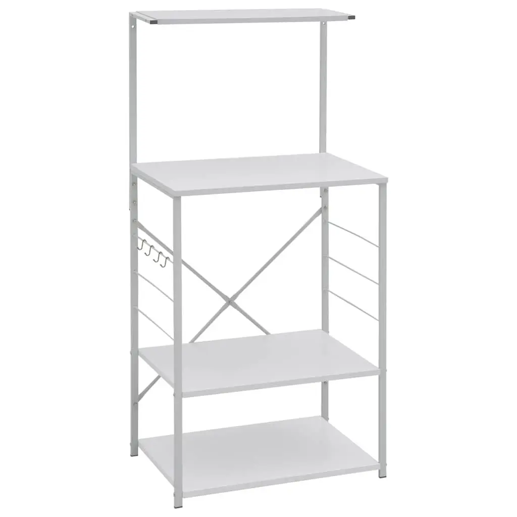 Microwave Cabinet White 4-Tier Kitchen Shelf Engineered Wood Storage Organiser