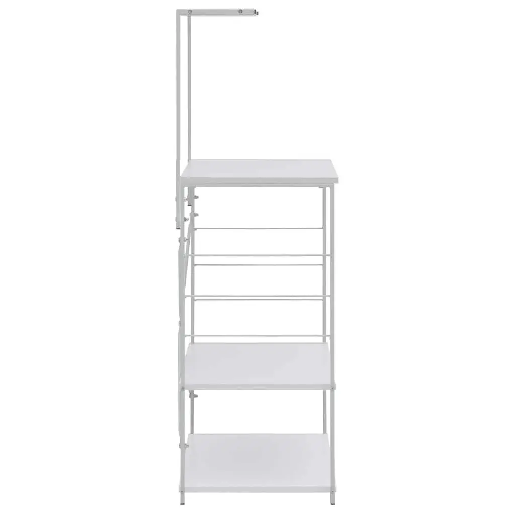 Microwave Cabinet White 4-Tier Kitchen Shelf Engineered Wood Storage Organiser