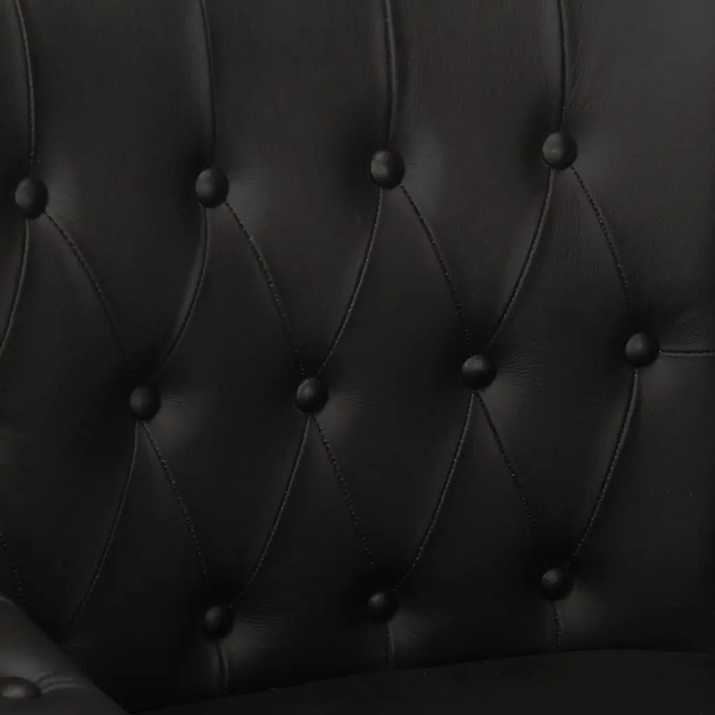 Armchair Black Real Goat Leather Lounge Chair Solid Mango Wood Legs