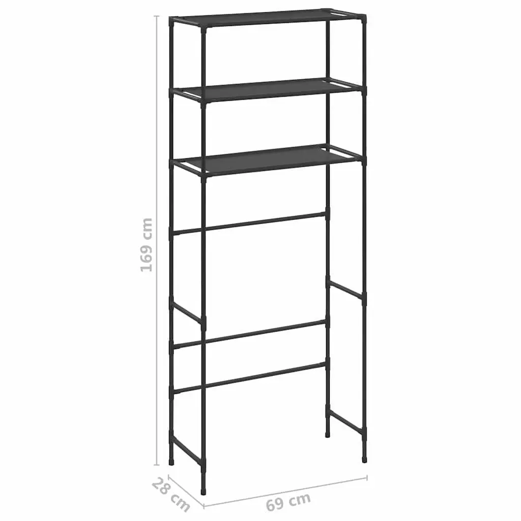 3-Tier Storage Rack Over Laundry Machine Organiser Black 69 x 28 x 169 cm