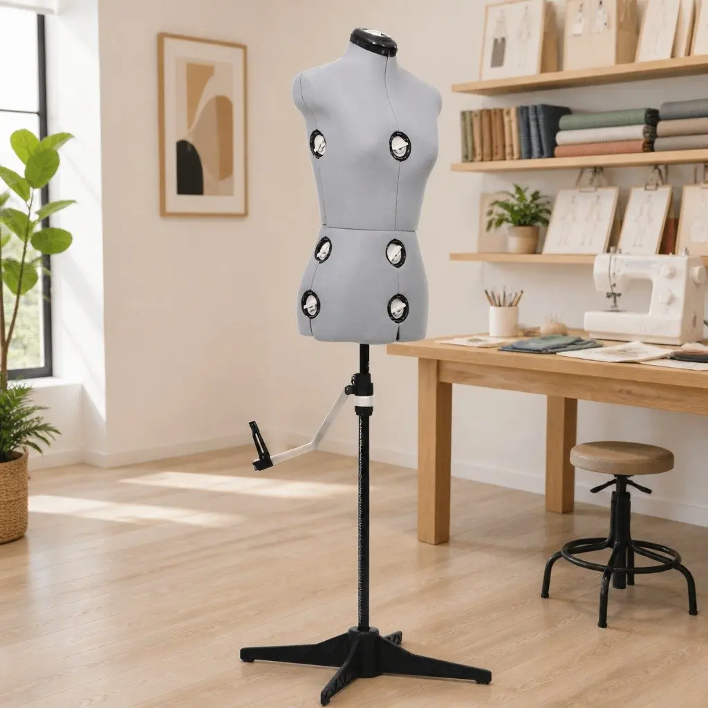 Adjustable Dress Form Female Grey S Size 33-40 Mannequin Display Stand
