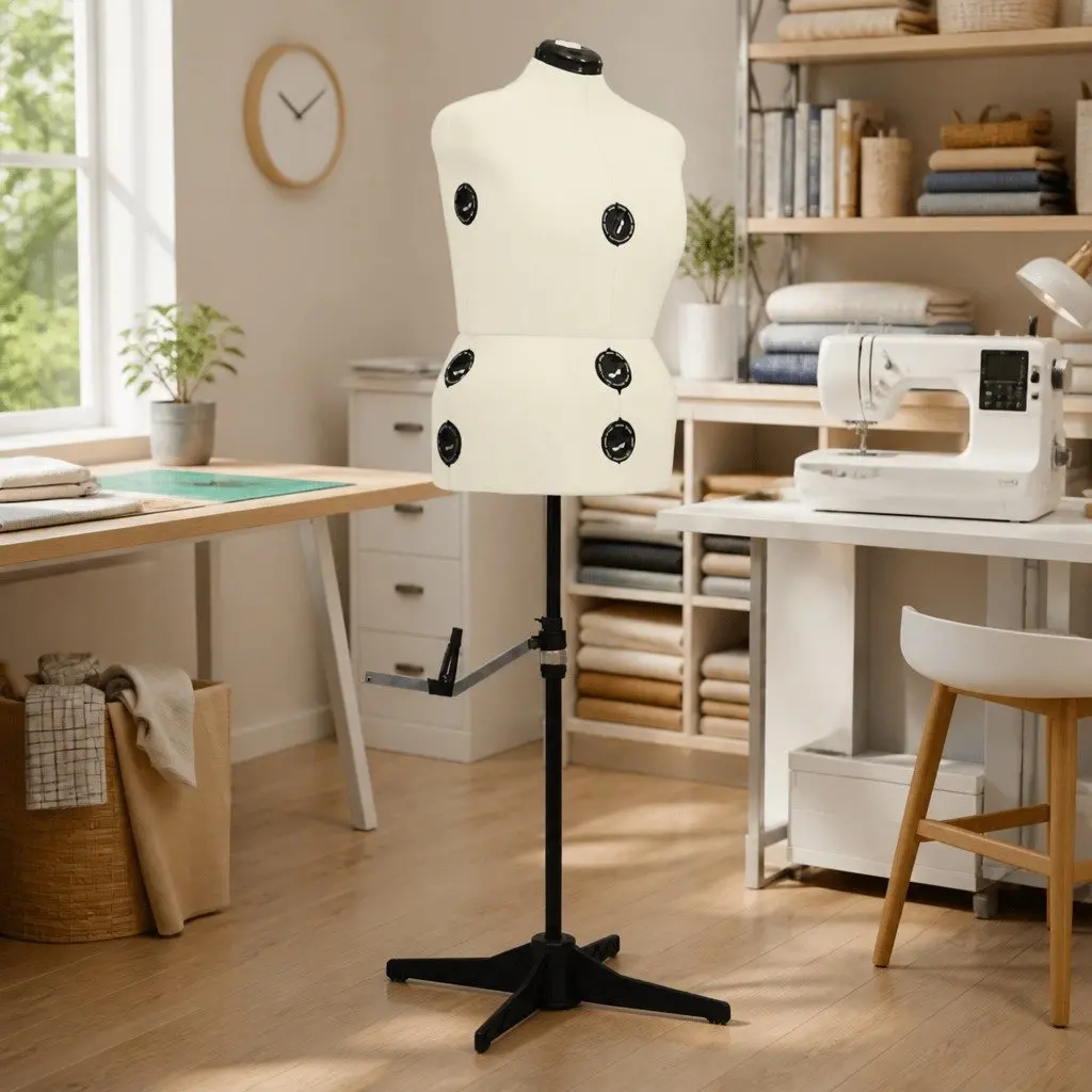 Adjustable Dress Form Female Mannequin Cream L Size 44-50