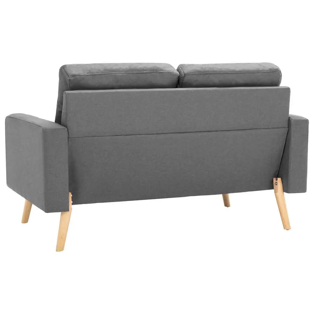Grey Fabric Upholstered 2-Seater Sofa with Thick Cushions and Wooden Frame