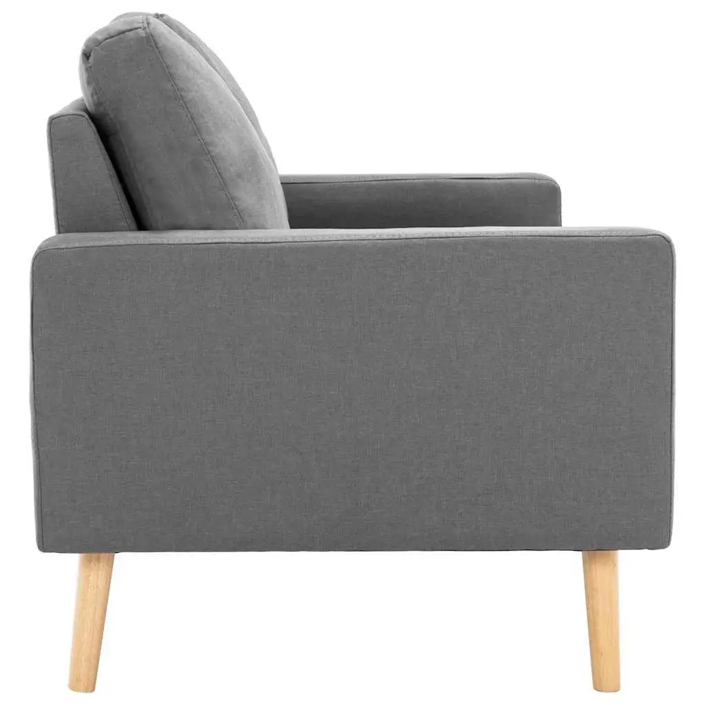 Grey Fabric Upholstered 2-Seater Sofa with Thick Cushions and Wooden Frame