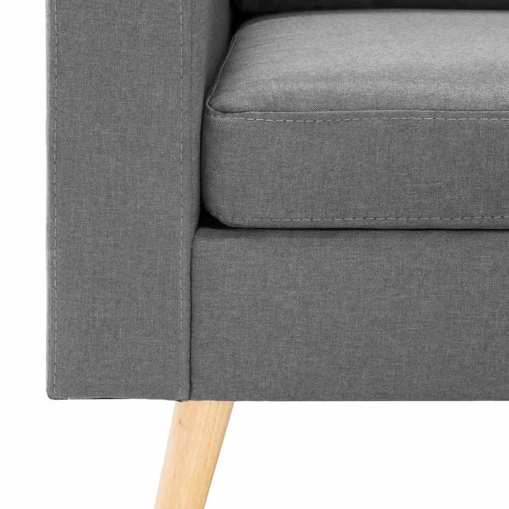 Grey Fabric Upholstered 2-Seater Sofa with Thick Cushions and Wooden Frame
