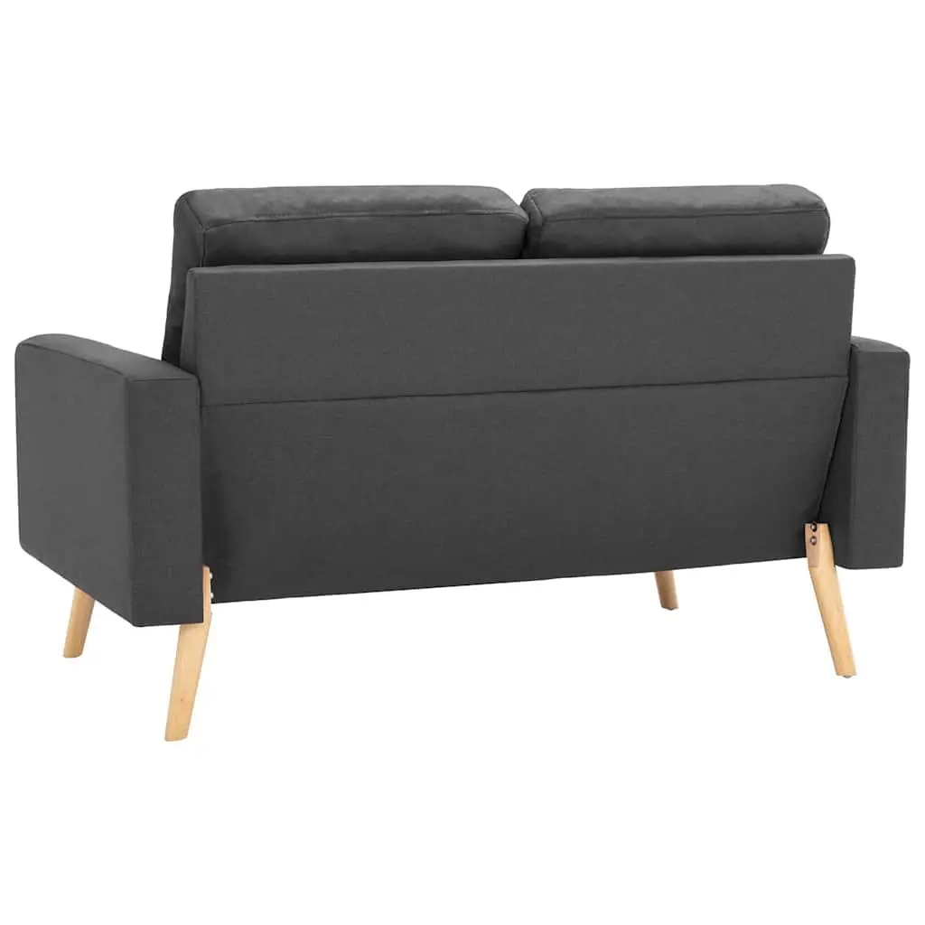 2-Seater Sofa Grey Fabric Upholstered Lounge Couch Padded Cushions Living Room