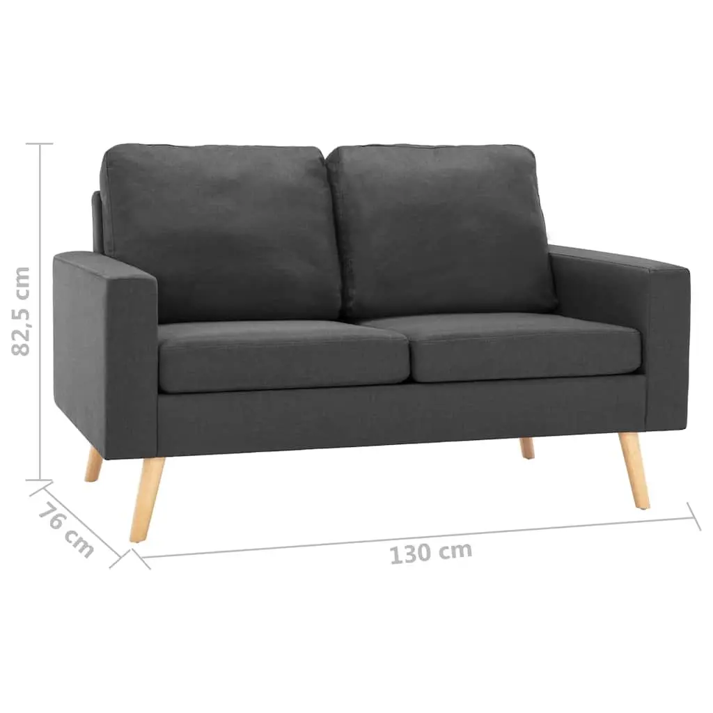 2-Seater Sofa Grey Fabric Upholstered Lounge Couch Padded Cushions Living Room