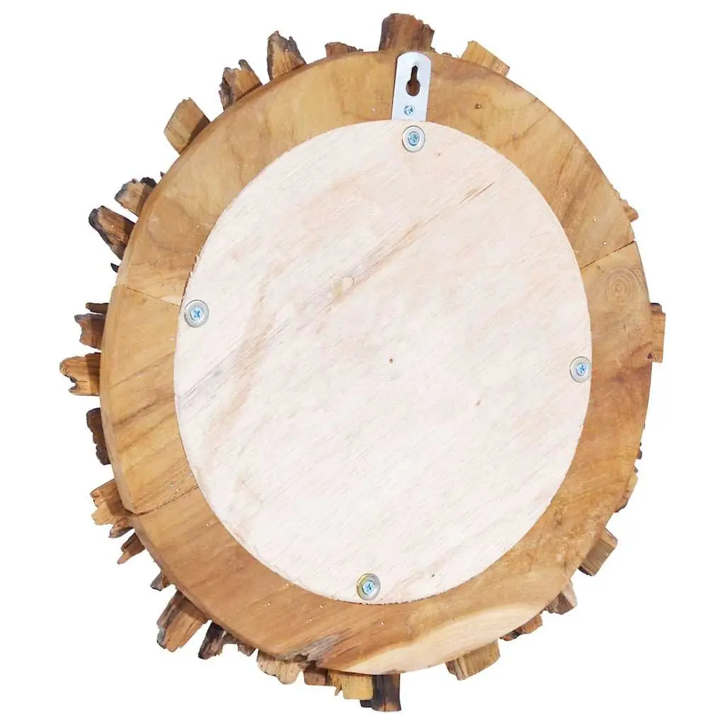 60 cm Round Mirror with Teak Frame