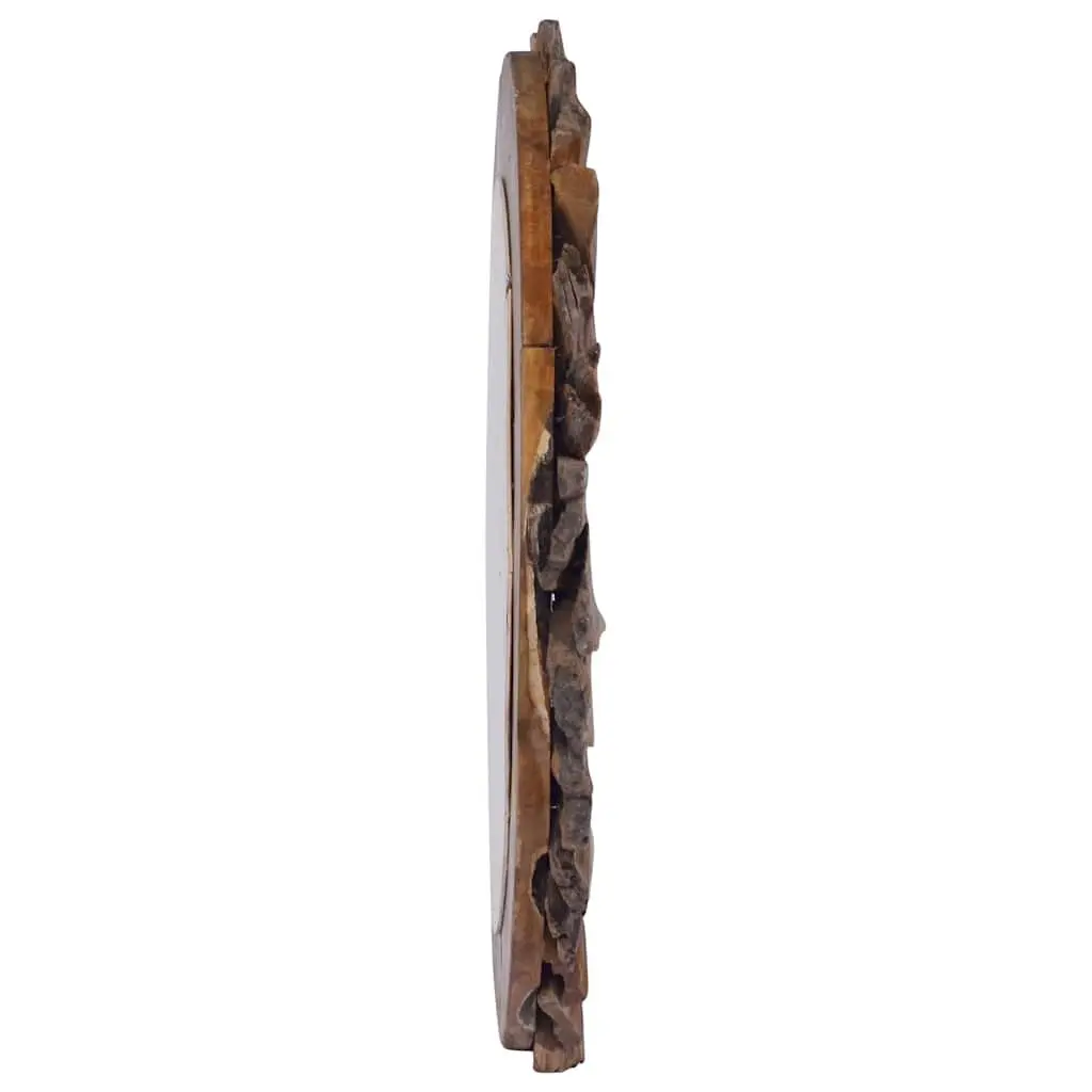 60 cm Round Mirror with Teak Frame