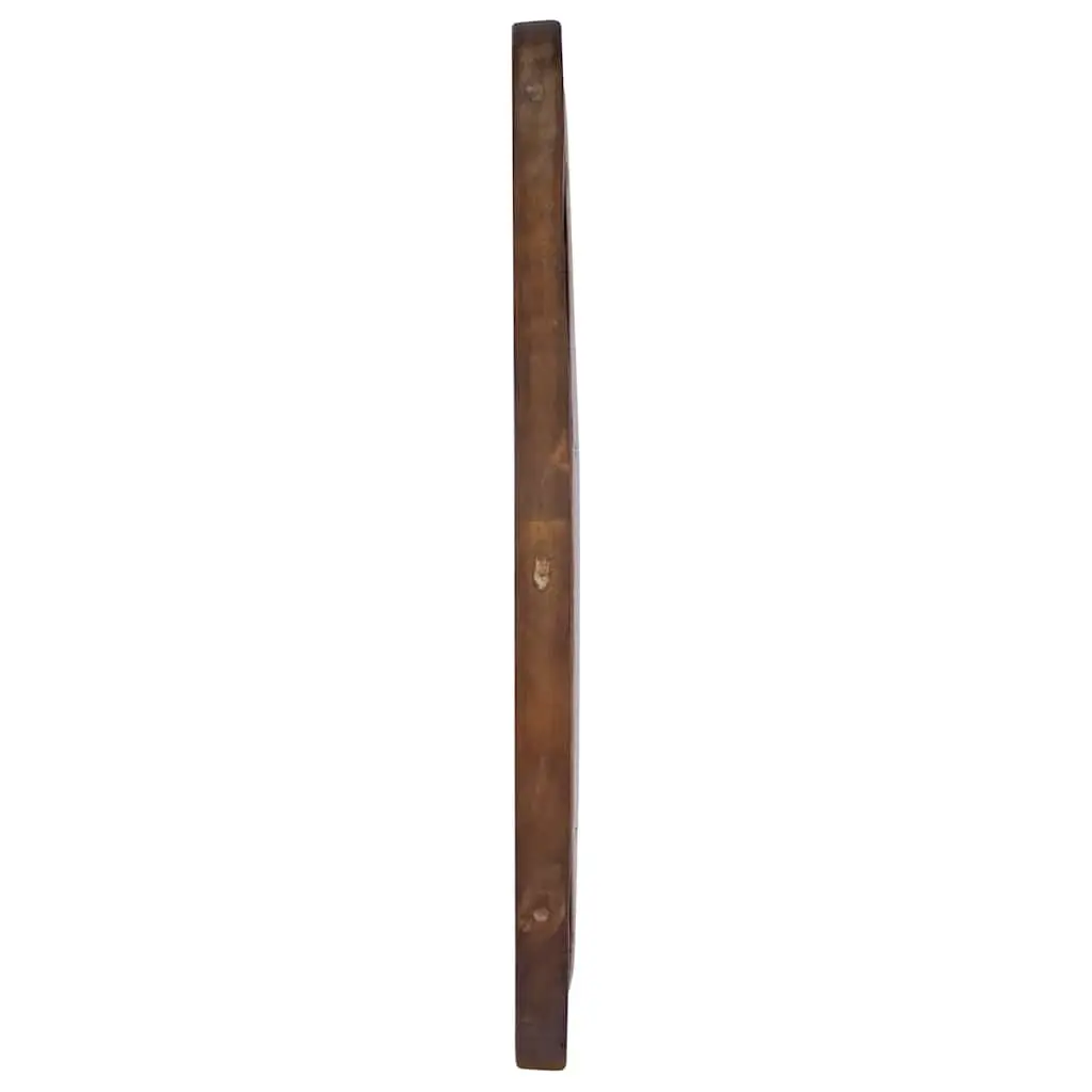 Round Wall Mirror 60 cm Brown Teak Frame Handmade Natural Wood Home Decor