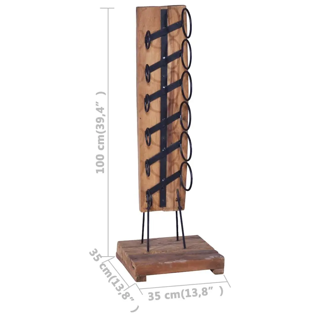 Wine Rack Vintage Style Wooden Floor Stand for 6 Bottles