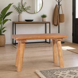 Garden Bench 80cm Solid Teak Wood Indoor Outdoor Seating Furniture Brown