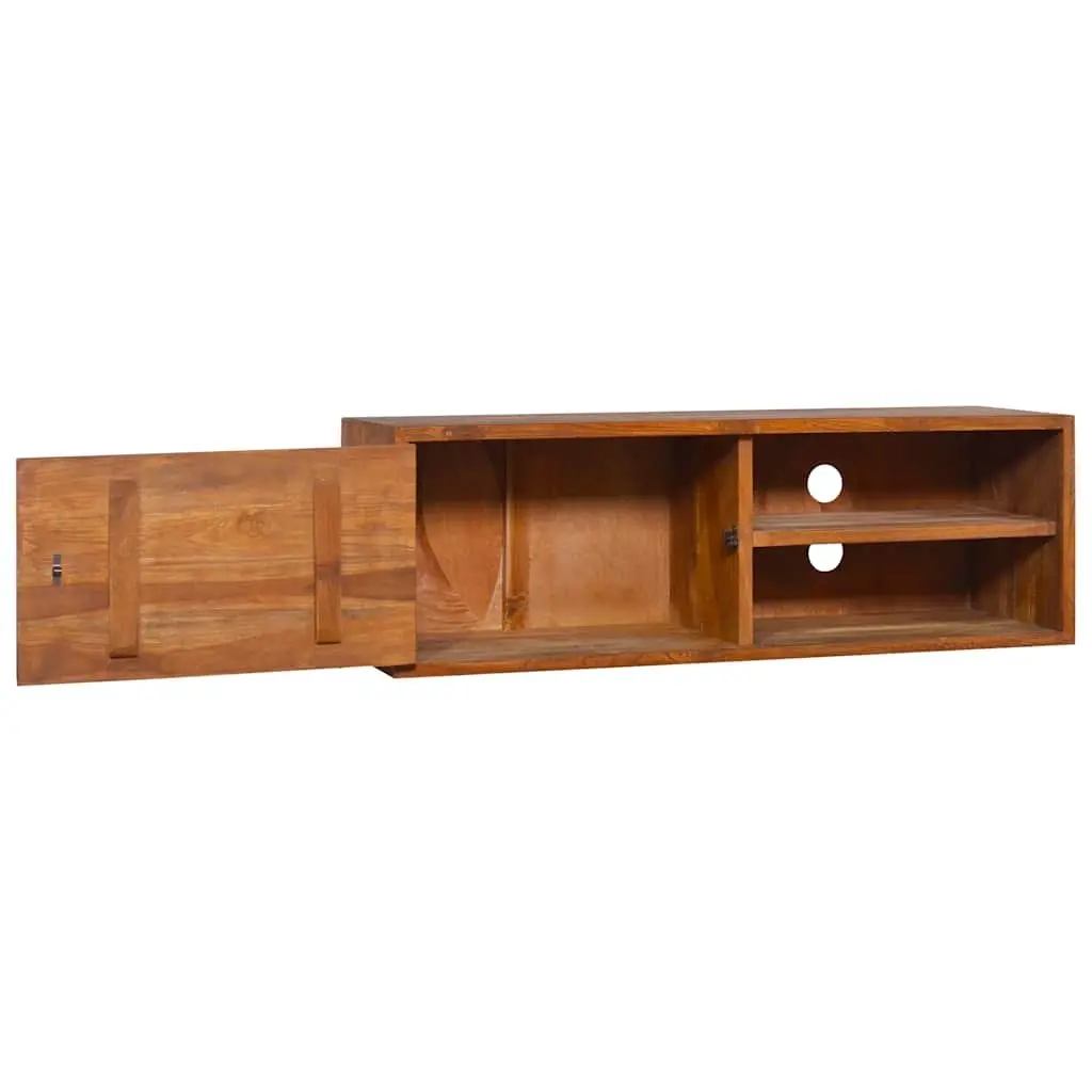 Teak Wood Wall Cabinet Storage Unit Mountable Brown 90cm x 30cm x 30cm