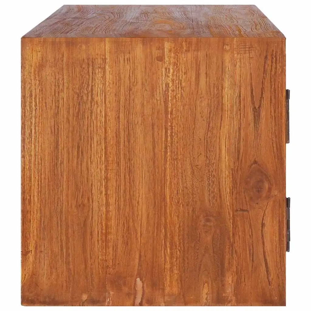 Teak Wood Wall Cabinet Storage Unit Mountable Brown 90cm x 30cm x 30cm