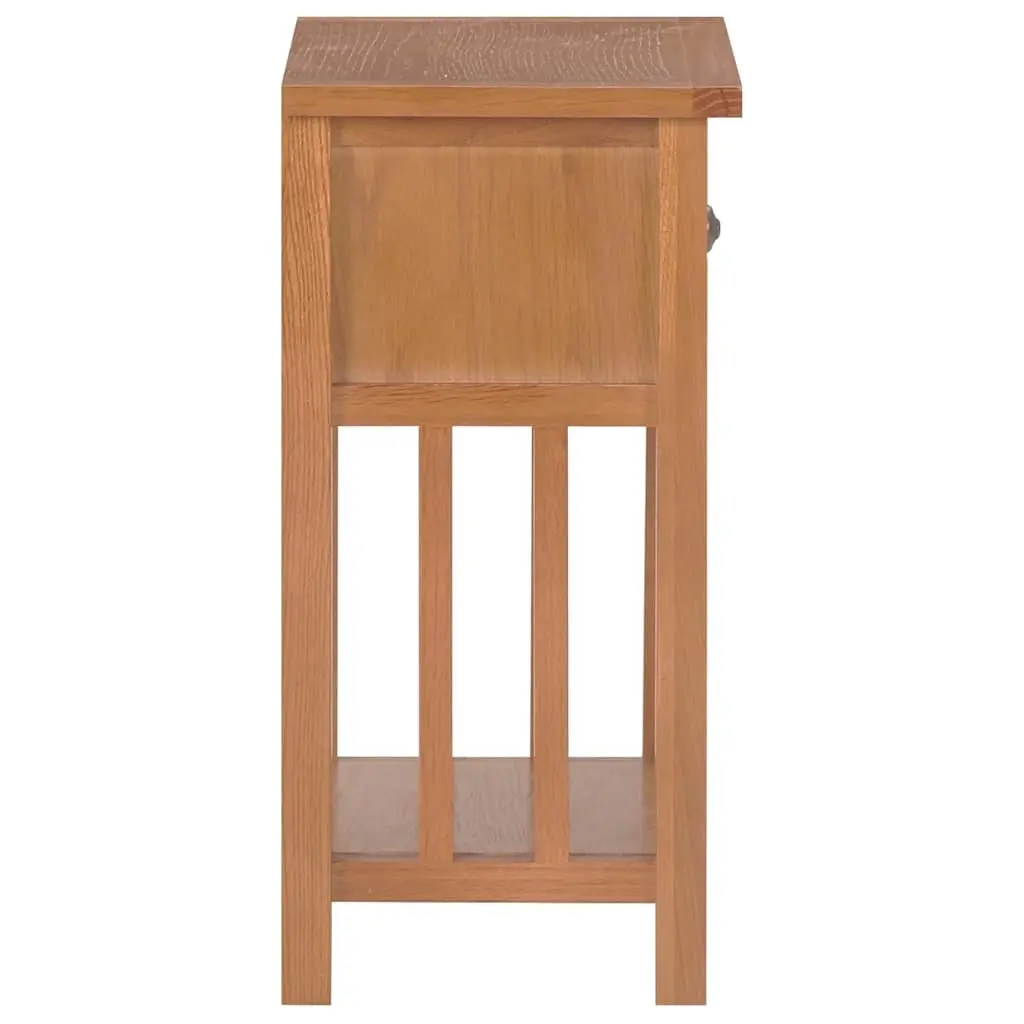 End Table with Drawer and Shelf Oak Wood Compact Magazine Rack Side Table