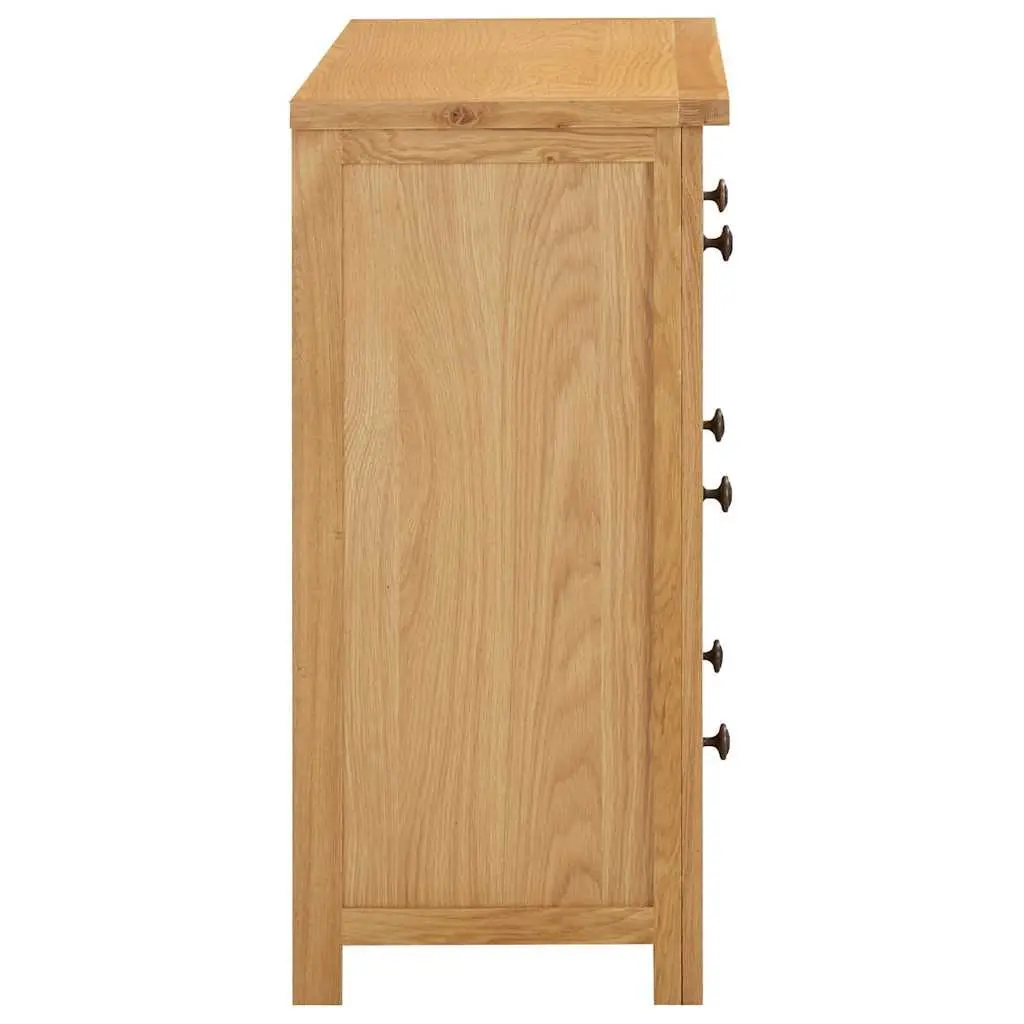Chest of Drawers Rustic Solid Oak Wood 80x35x75cm 4 Drawers Bedroom Storage Cabinet