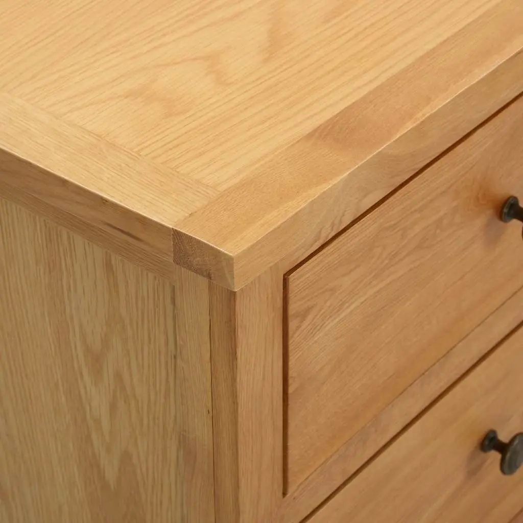 Chest of Drawers Rustic Solid Oak Wood 80x35x75cm 4 Drawers Bedroom Storage Cabinet