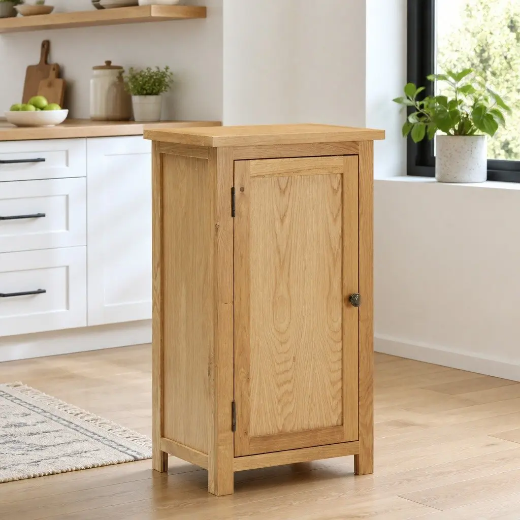Cupboard Brown Solid Oak Wood with Three Shelves 45cm x 32cm x 85cm