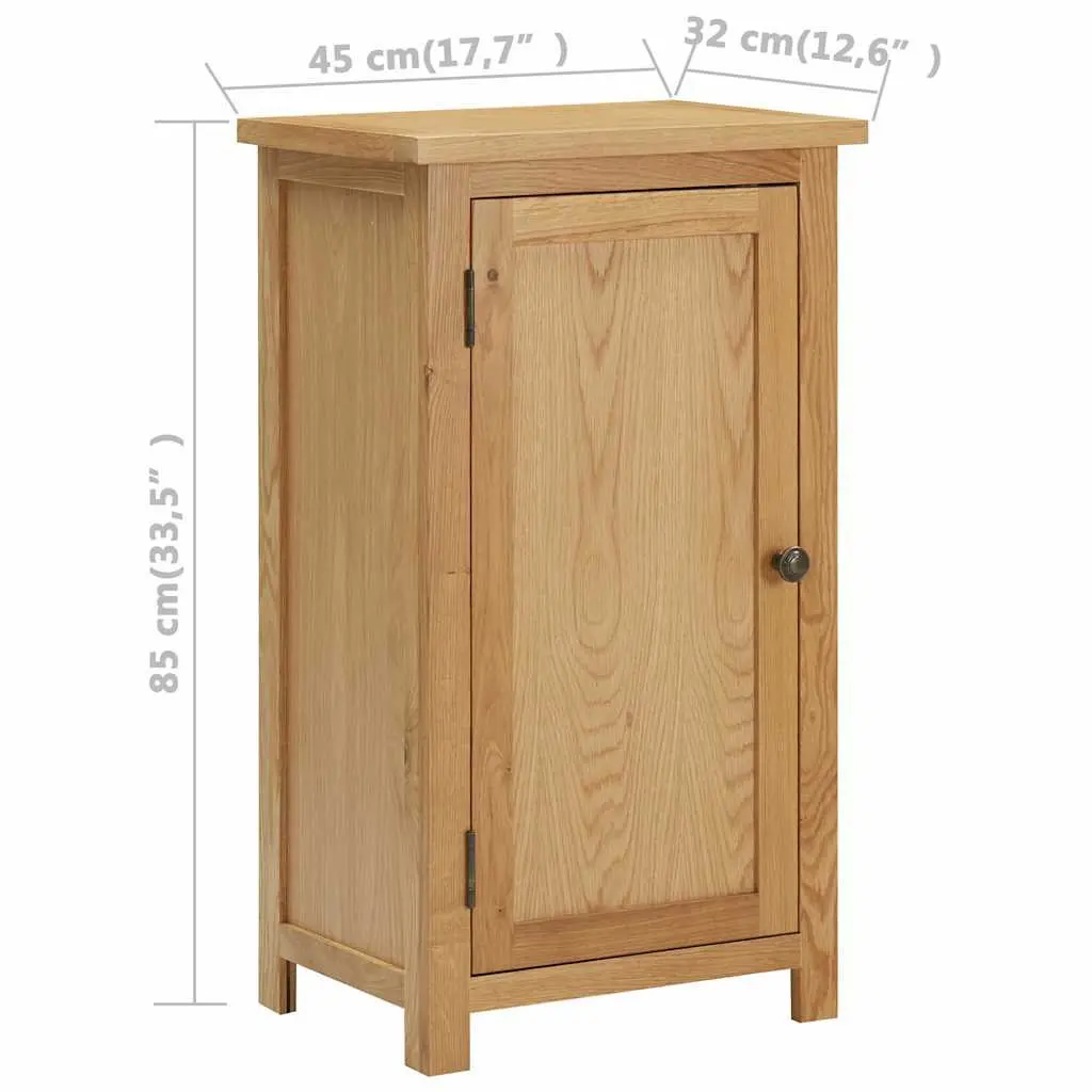 Cupboard Brown Solid Oak Wood with Three Shelves 45cm x 32cm x 85cm
