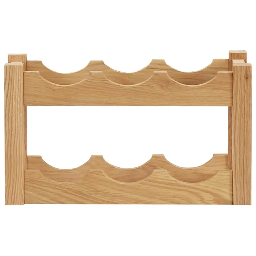 Wine Rack Solid Oak Wood Freestanding Storage Organiser Brown 6 Bottles
