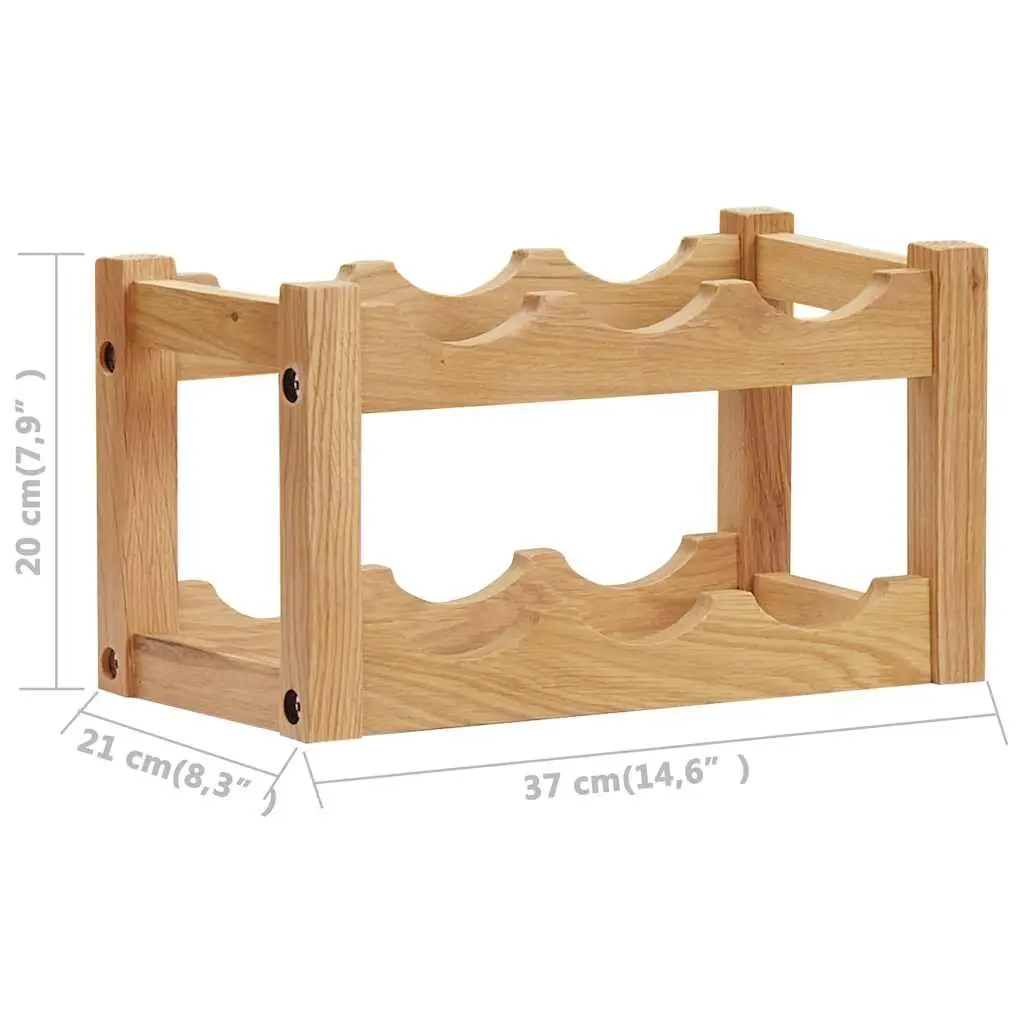 Wine Rack Solid Oak Wood Freestanding Storage Organiser Brown 6 Bottles