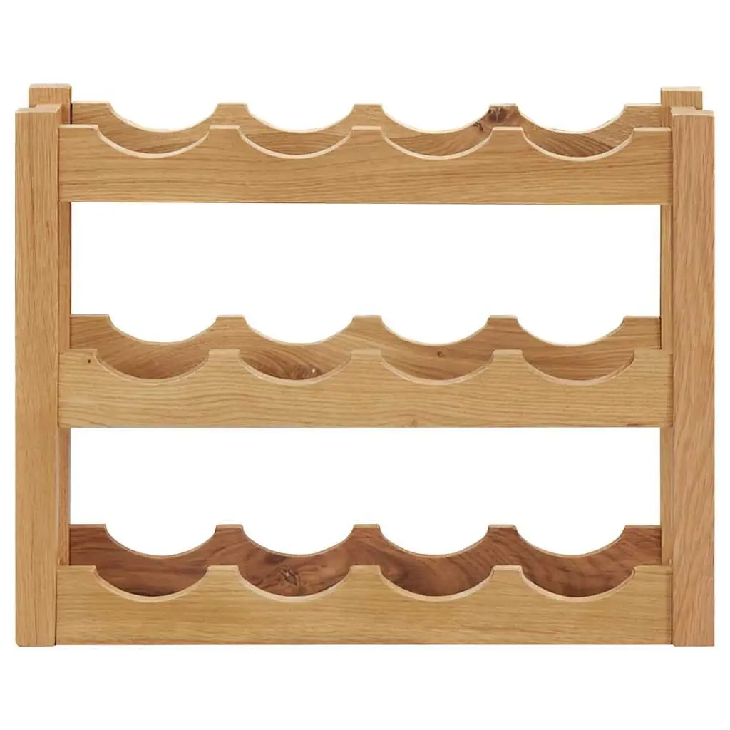Wine Rack Solid Oak Wood Freestanding Storage Organiser for 6 Bottles Brown