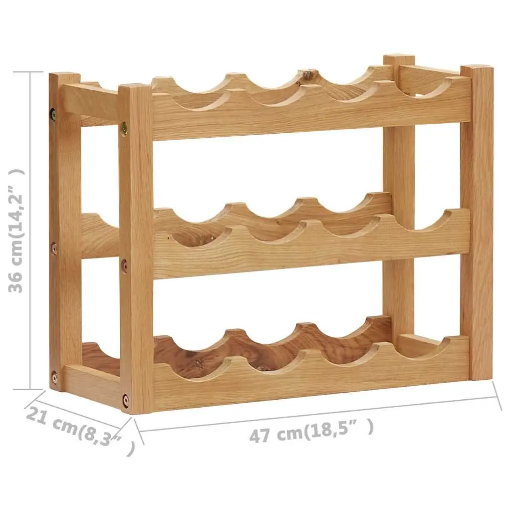 Wine Rack Solid Oak Wood Freestanding Storage Organiser for 6 Bottles Brown