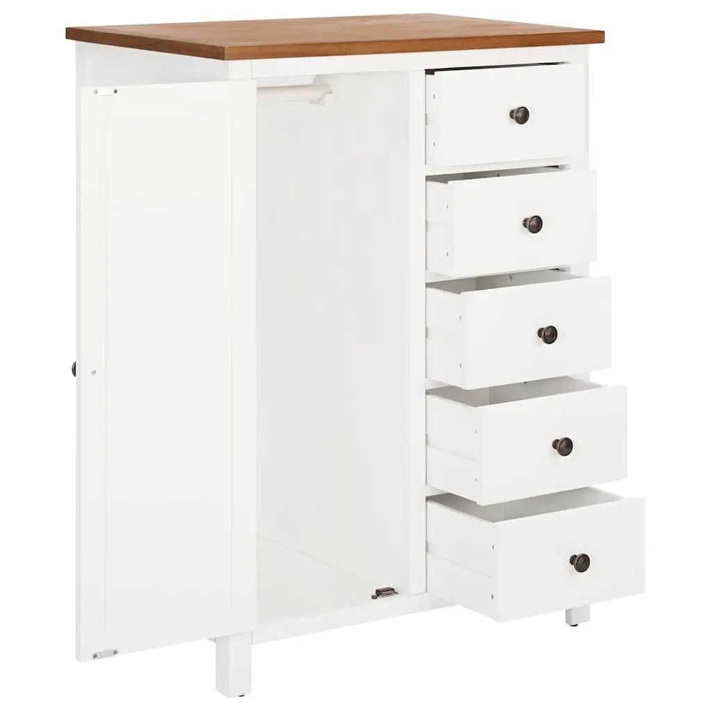 Wardrobe Solid Oak Wood 76x52x105 cm Clothes Cabinet with Hanging Rod and Drawers