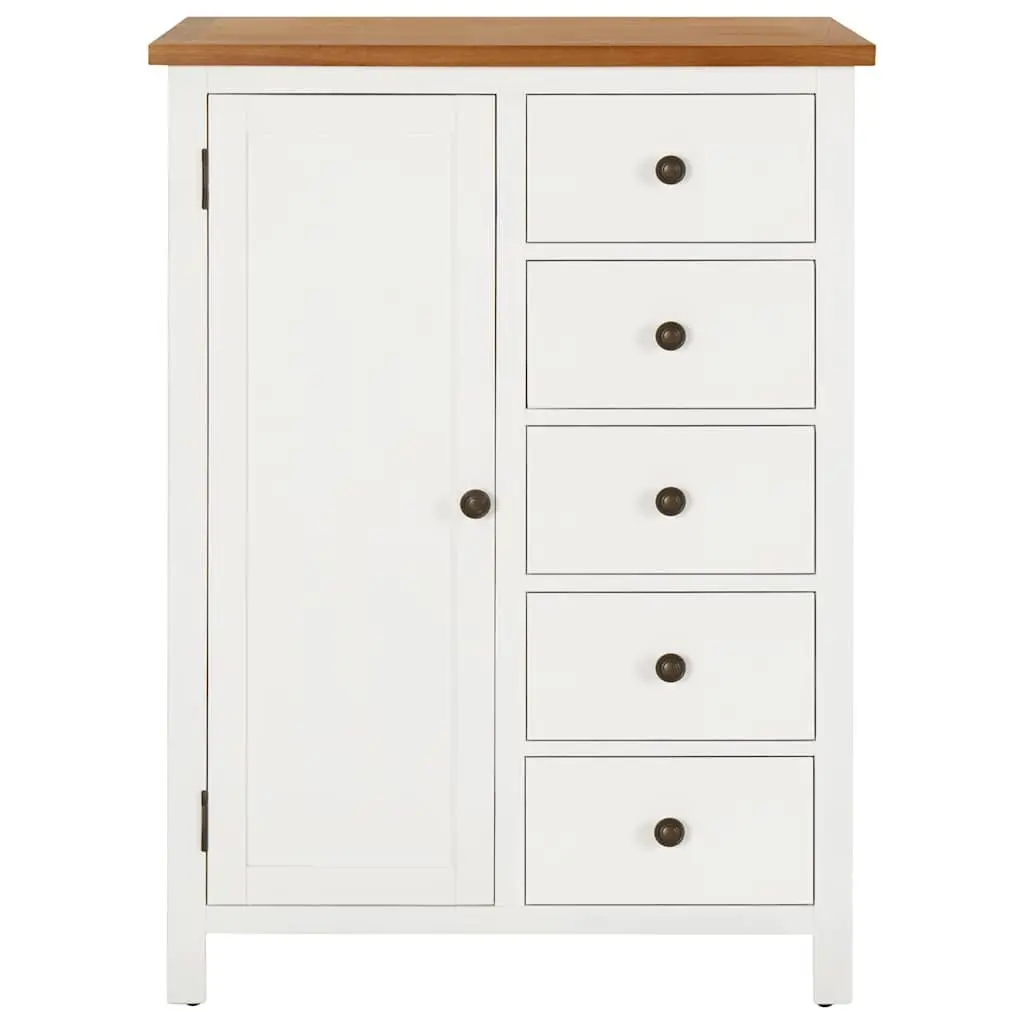 Wardrobe Solid Oak Wood 76x52x105 cm Clothes Cabinet with Hanging Rod and Drawers