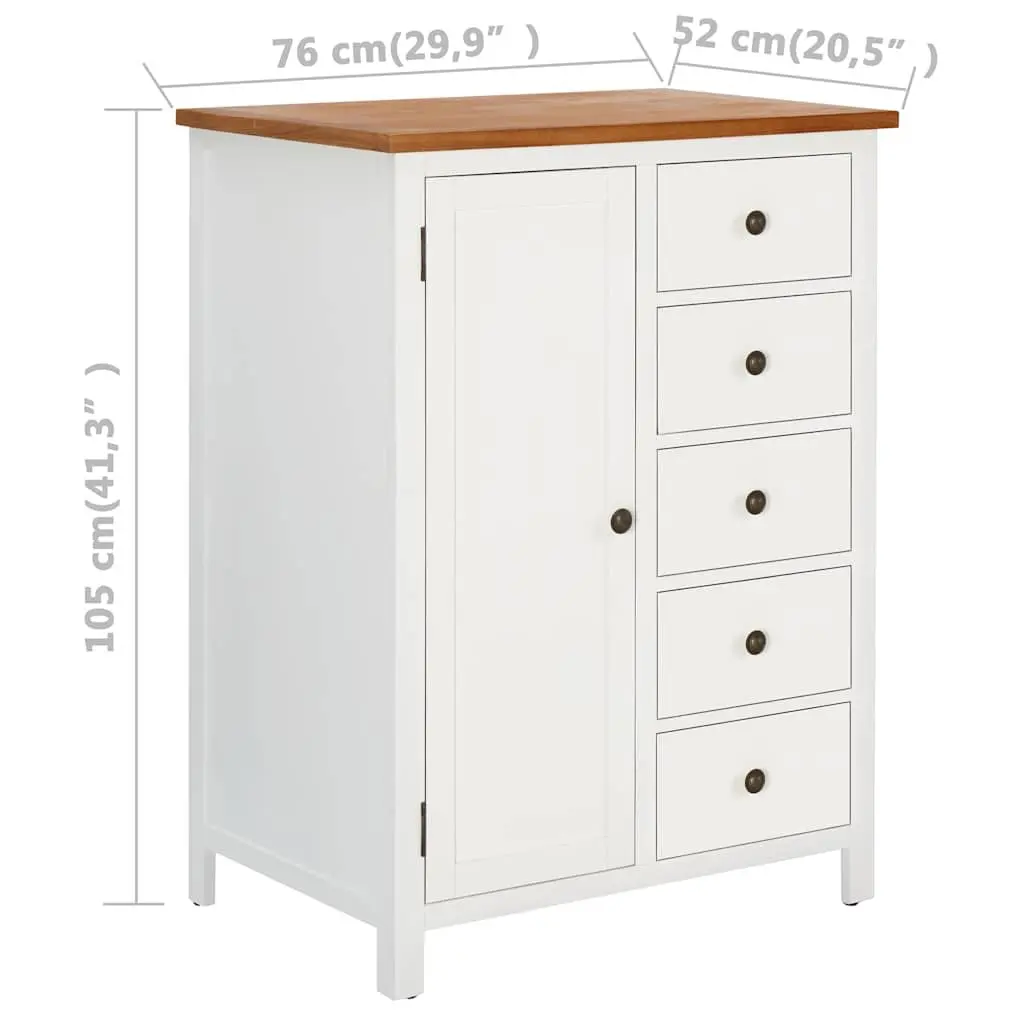 Wardrobe Solid Oak Wood 76x52x105 cm Clothes Cabinet with Hanging Rod and Drawers