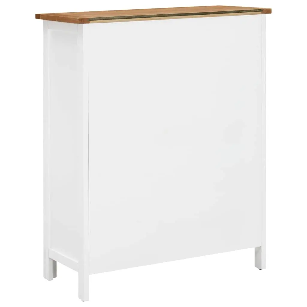 Wine Cabinet Brown Solid Oak Wood Open Racks and Drawers 72 x 32 x 90 cm