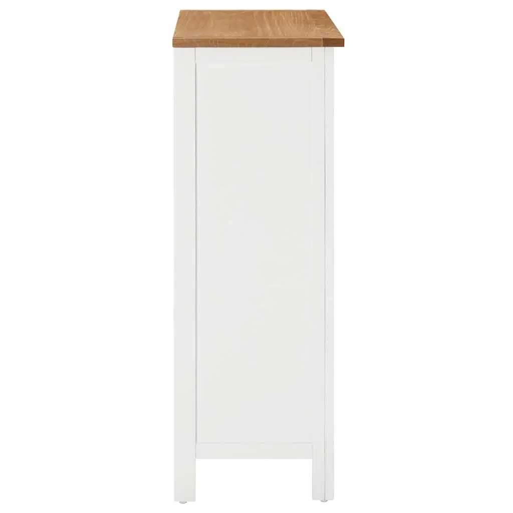 Wine Cabinet Brown Solid Oak Wood Open Racks and Drawers 72 x 32 x 90 cm