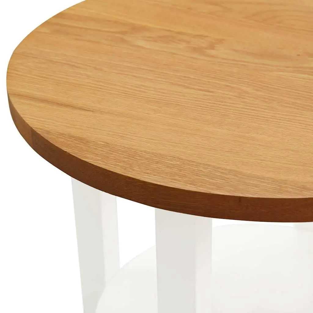 Wooden Side Table Solid Oak Wood Top Acacia Frame 40x50 cm