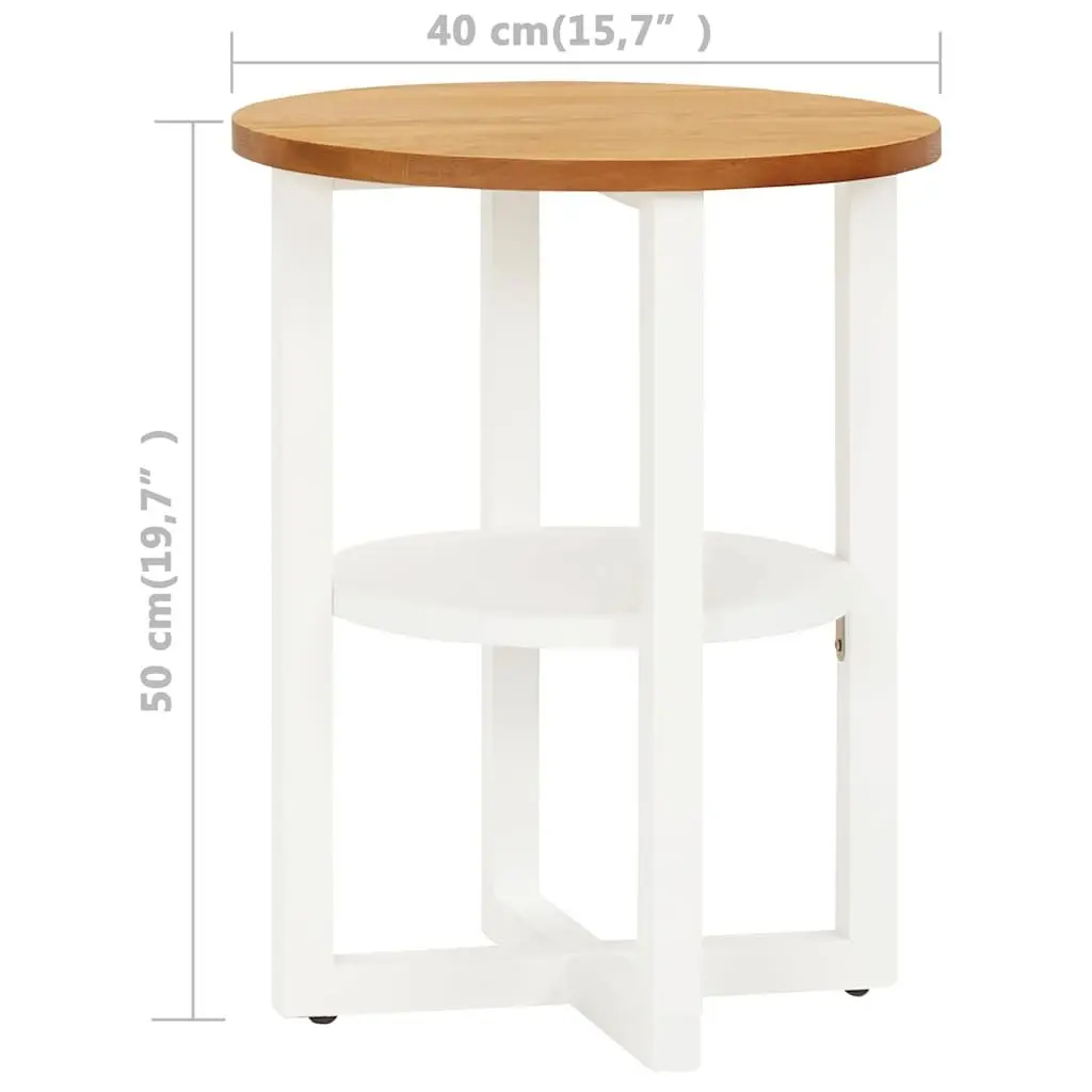 Wooden Side Table Solid Oak Wood Top Acacia Frame 40x50 cm