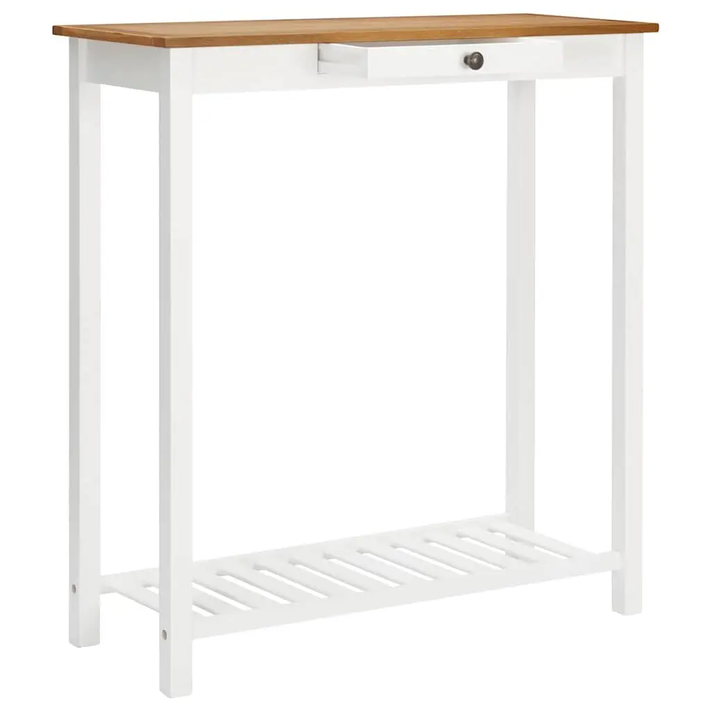 Solid Oak Wood Bar Table with Storage Shelf 100x40x110cm Brown