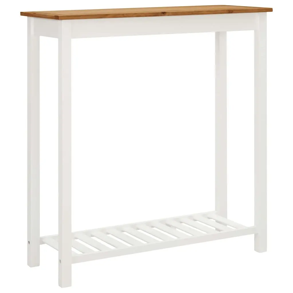Solid Oak Wood Bar Table with Storage Shelf 100x40x110cm Brown