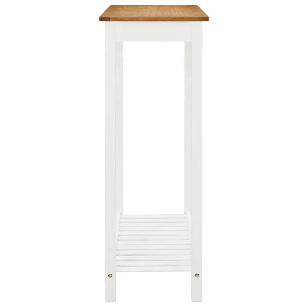 Solid Oak Wood Bar Table with Storage Shelf 100x40x110cm Brown