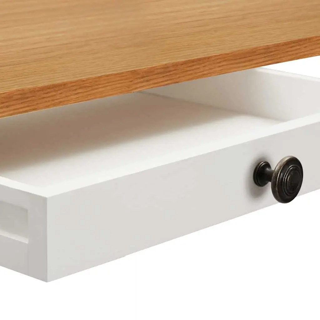 Solid Oak Wood Bar Table with Storage Shelf 100x40x110cm Brown