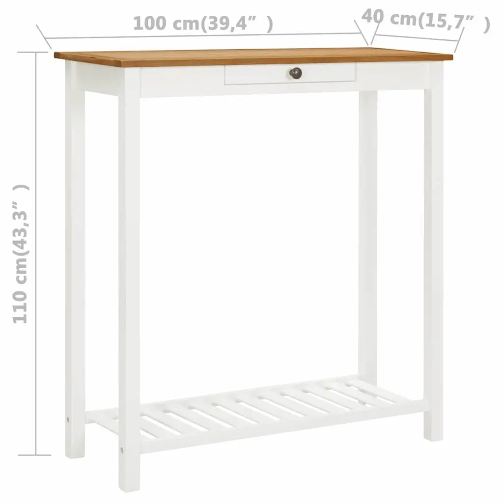 Solid Oak Wood Bar Table with Storage Shelf 100x40x110cm Brown