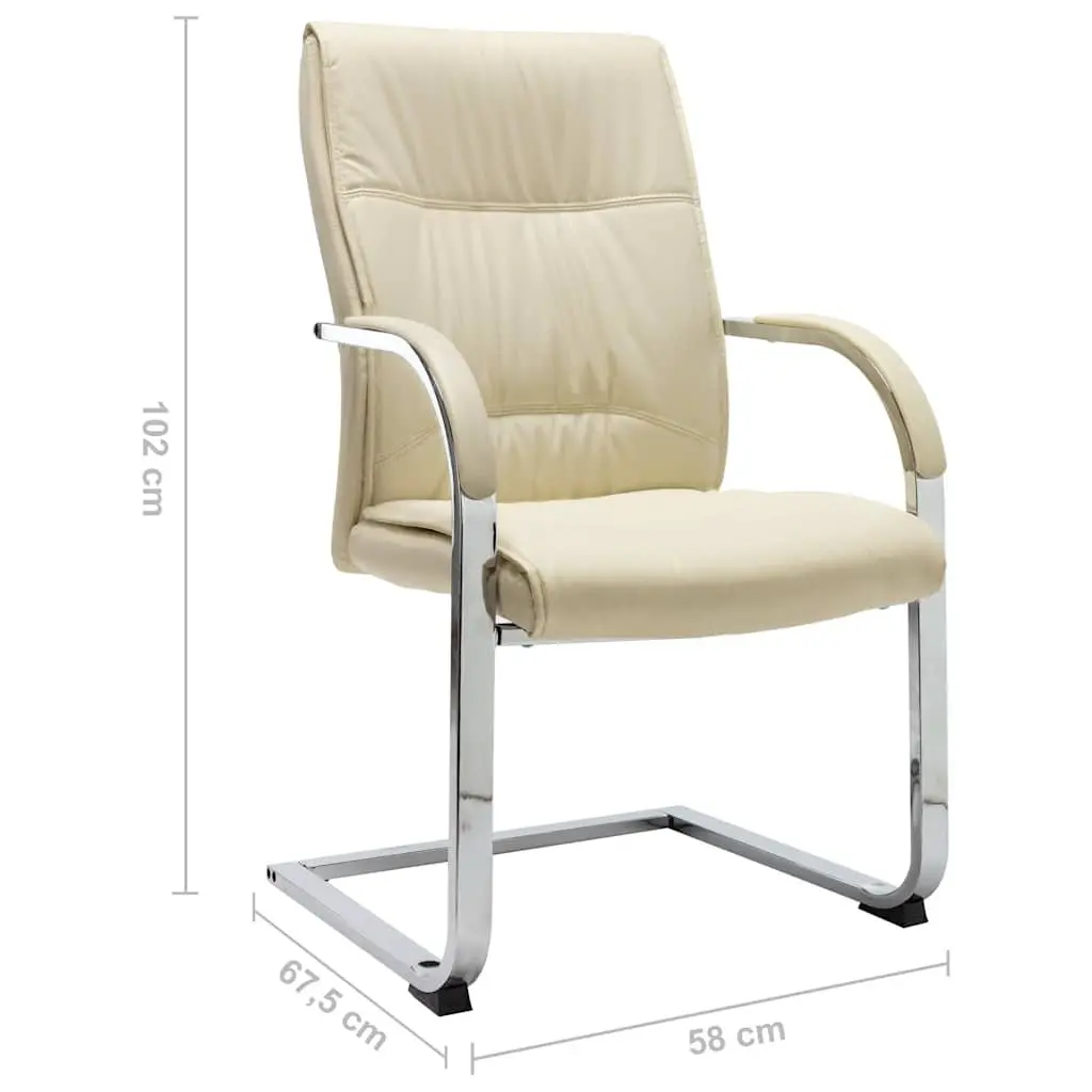 Cantilever Office Chair Cream Faux Leather Ergonomic Design Armrest Padded Seat
