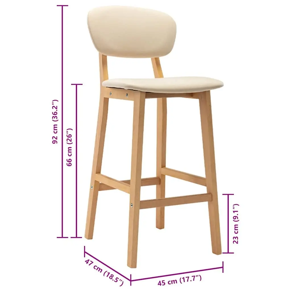 Bar Stools Cream Upholstered Modern Seating Set of 2