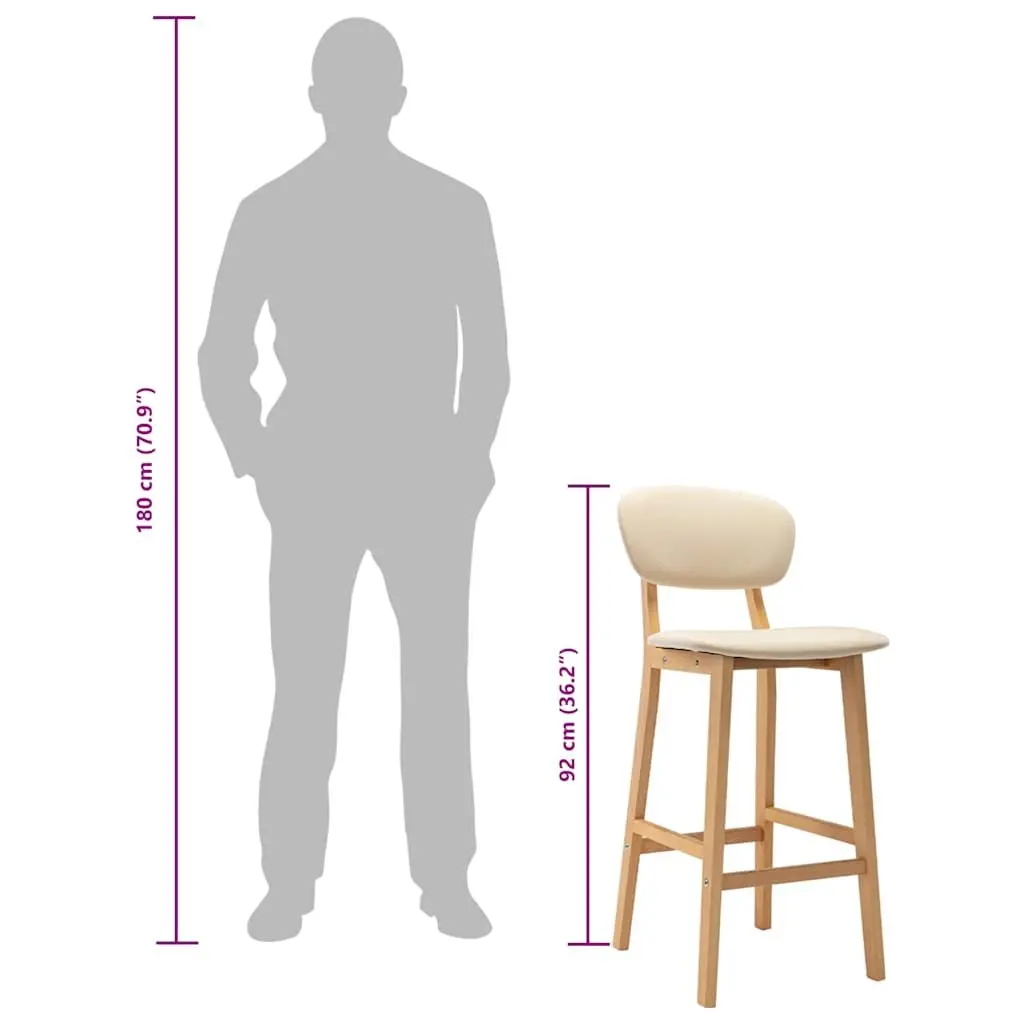 Bar Stools Cream Upholstered Modern Seating Set of 2