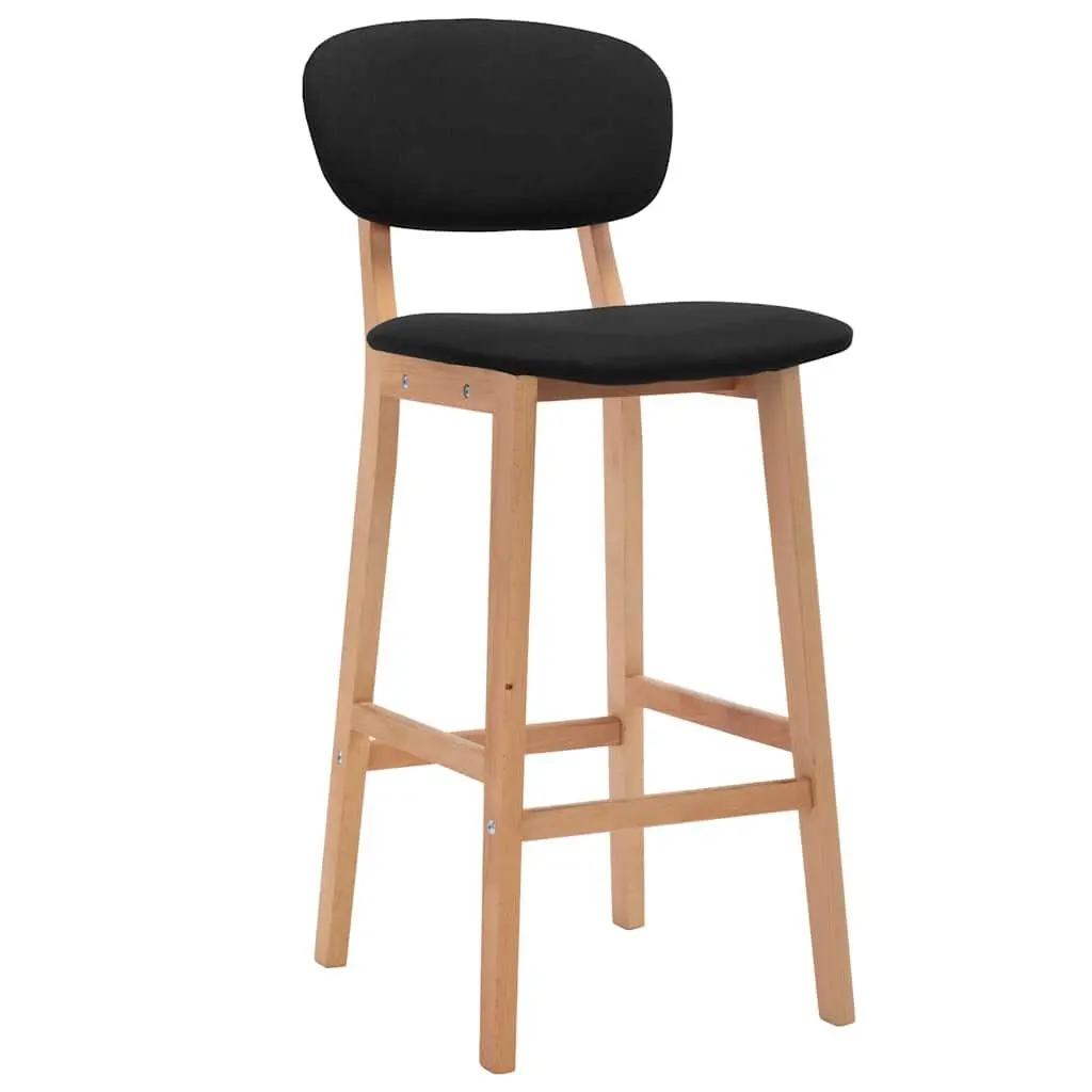 Bar Stools Set of 2 Black Fabric Seat with Footrest Modern Kitchen Counter