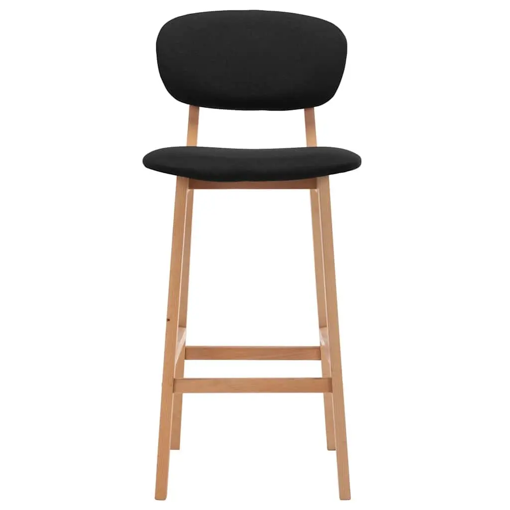 Bar Stools Set of 2 Black Fabric Seat with Footrest Modern Kitchen Counter