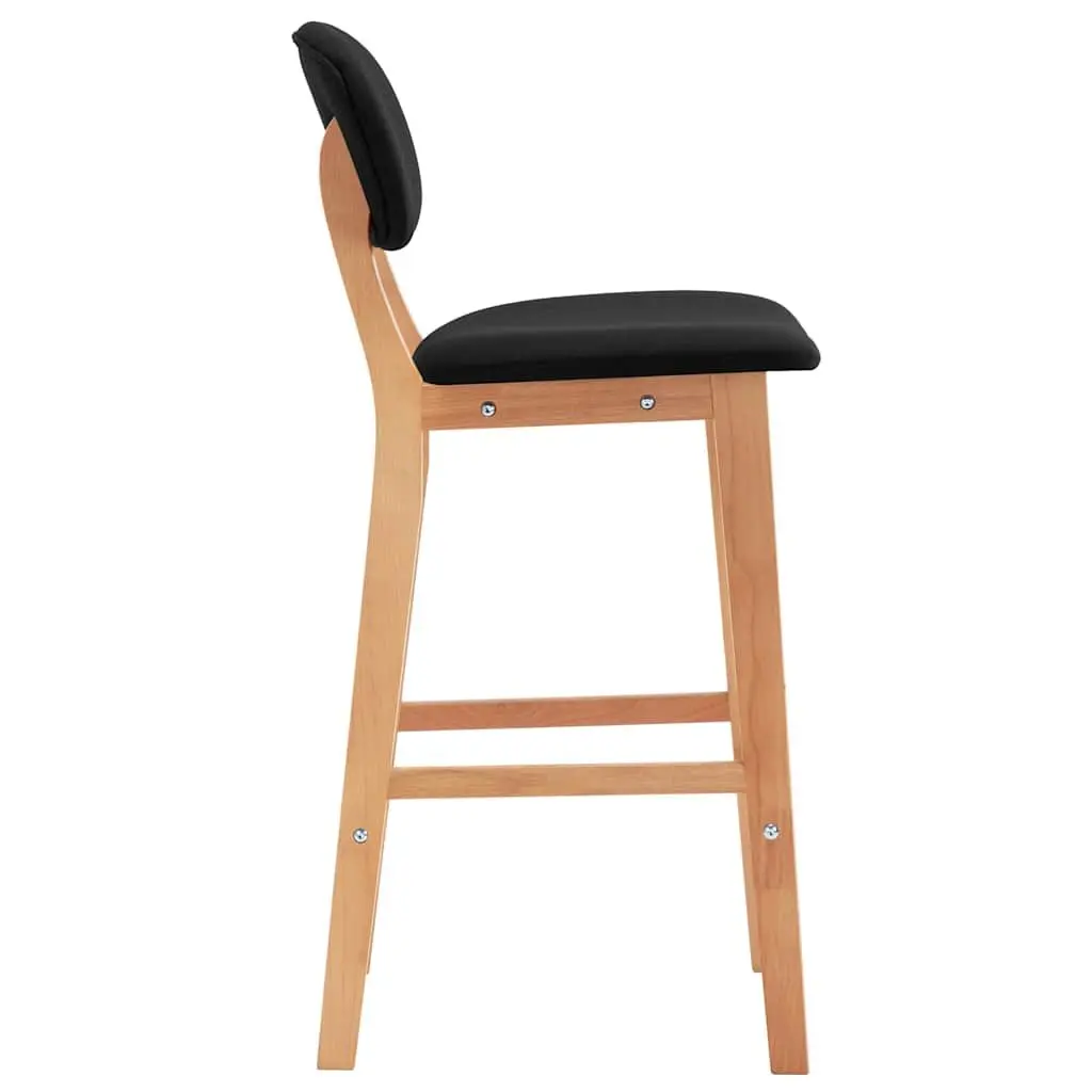 Bar Stools Set of 2 Black Fabric Seat with Footrest Modern Kitchen Counter