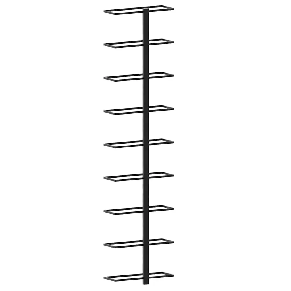Wall-Mounted Wine Rack 9 Bottle Storage Black Iron Modern Home Decor Display