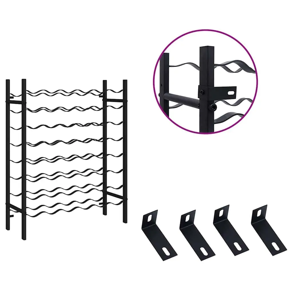 Wine Rack Black Metal 48 Bottle Holder Storage Cabinet Display Stand
