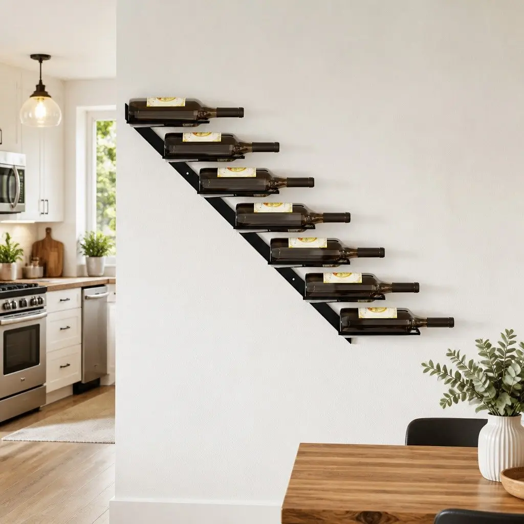 Wall-Mounted Wine Rack for 7 Bottles