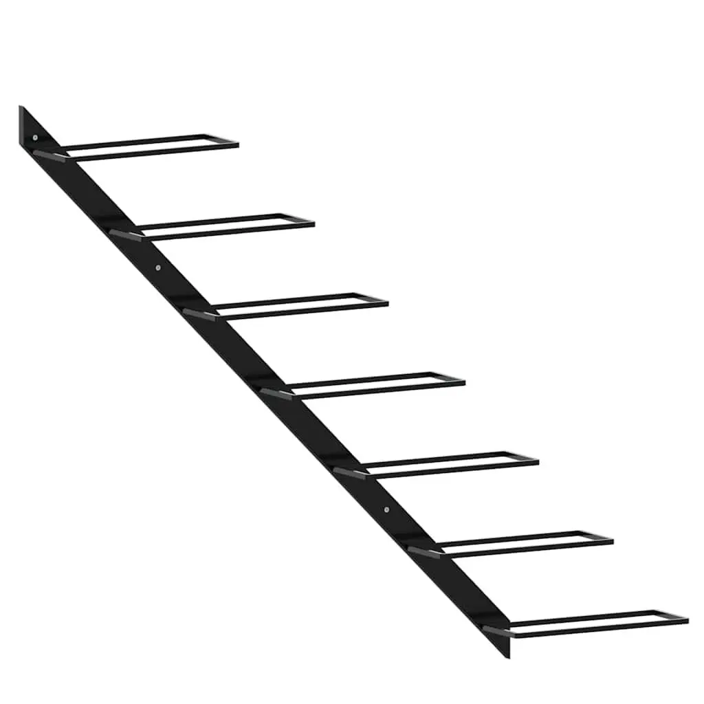 Wall-mounted Wine Rack Metal Black 14 Bottles Set of 2